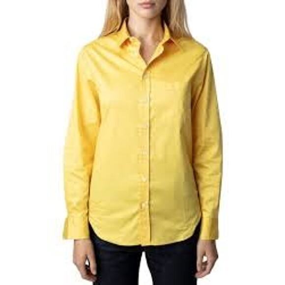 Zadig & Voltaire NWT Taskiz Pop long‎ Sleeve Shirt in Sun/yellow Size Small - Picture 1 of 6